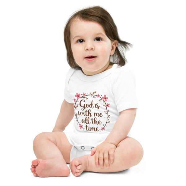 Baby Short Sleeve One Piece God is With Me All the Time - Image 2