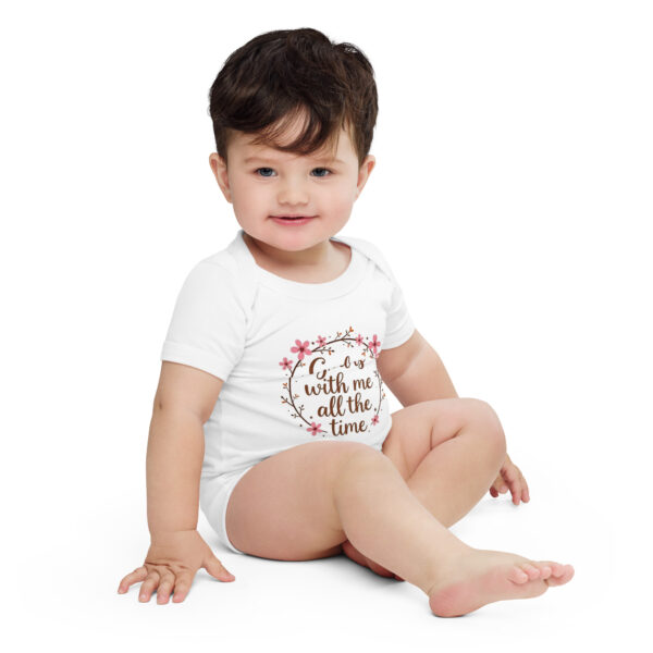 Baby Short Sleeve One Piece God is With Me All the Time - Image 3