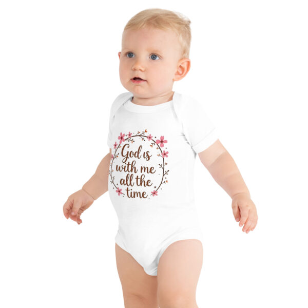 Baby Short Sleeve One Piece God is With Me All the Time - Image 4
