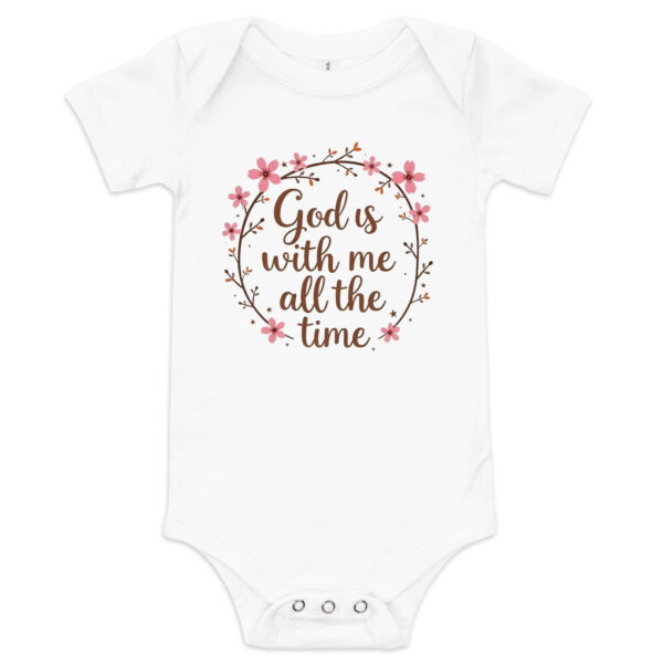 Baby Short Sleeve One Piece God is With Me All the Time - Image 5