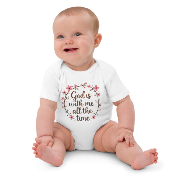 God is With Me All the Time Organic Cotton Baby Bodysuit - Image 2